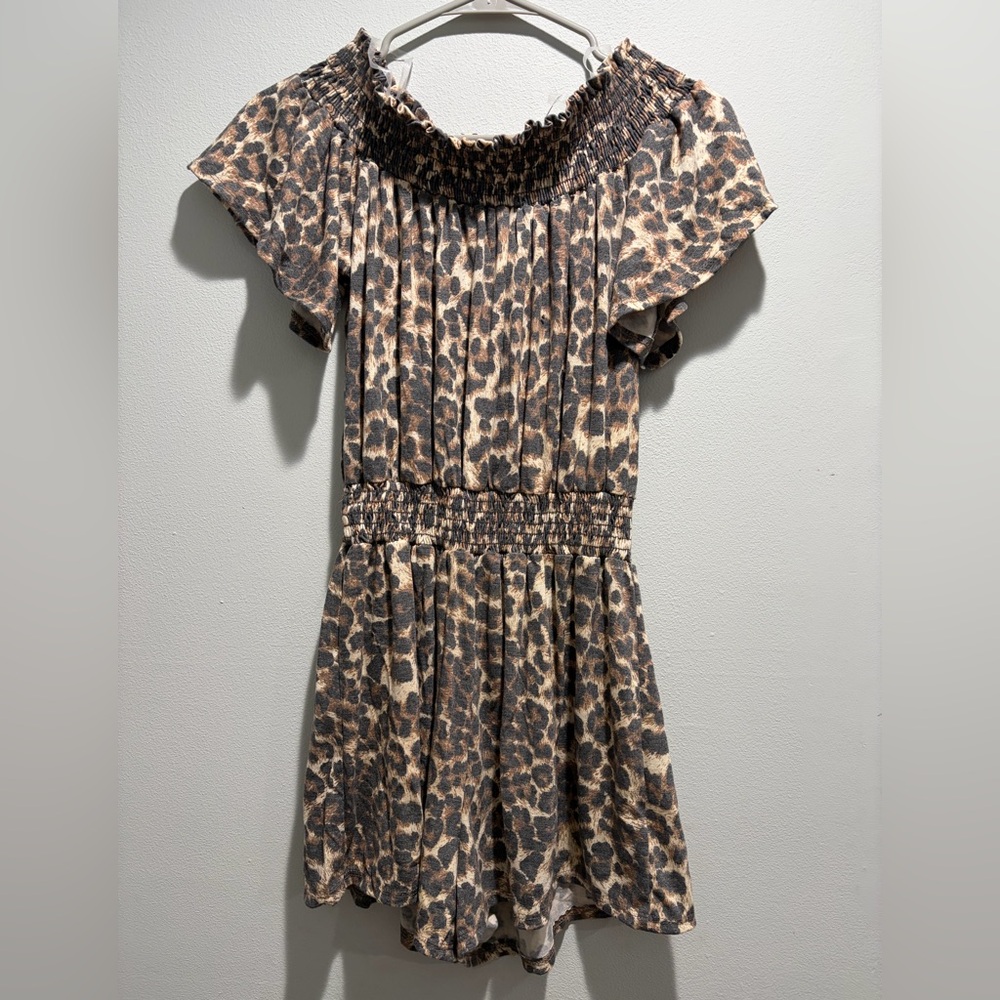Leopard Print Off-Shoulder Romper